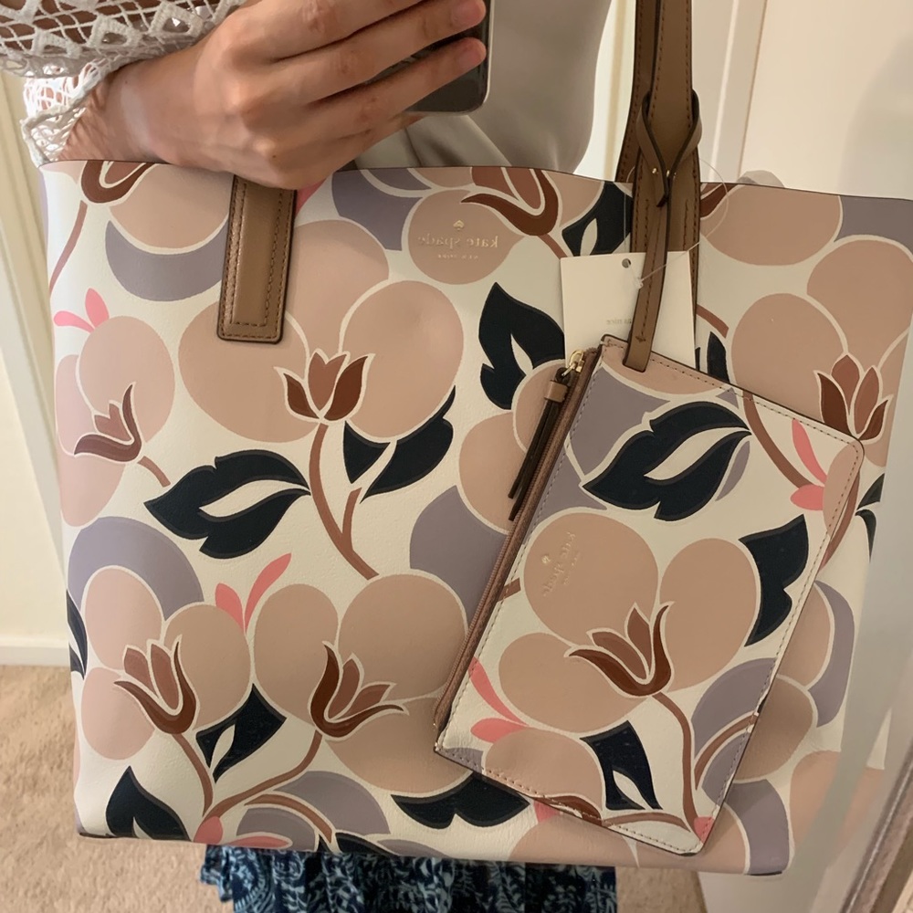 KATE SPADE MYA BREEZY FLORAL TOTE BAG REVERSIBLE - Picture 3 of 8